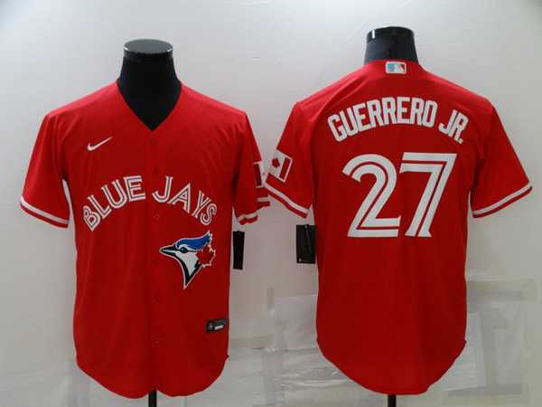 Men%27s Toronto Blue Jays #27 Vladimir Guerrero Jr. Red Cool Base Stitched Jersey
